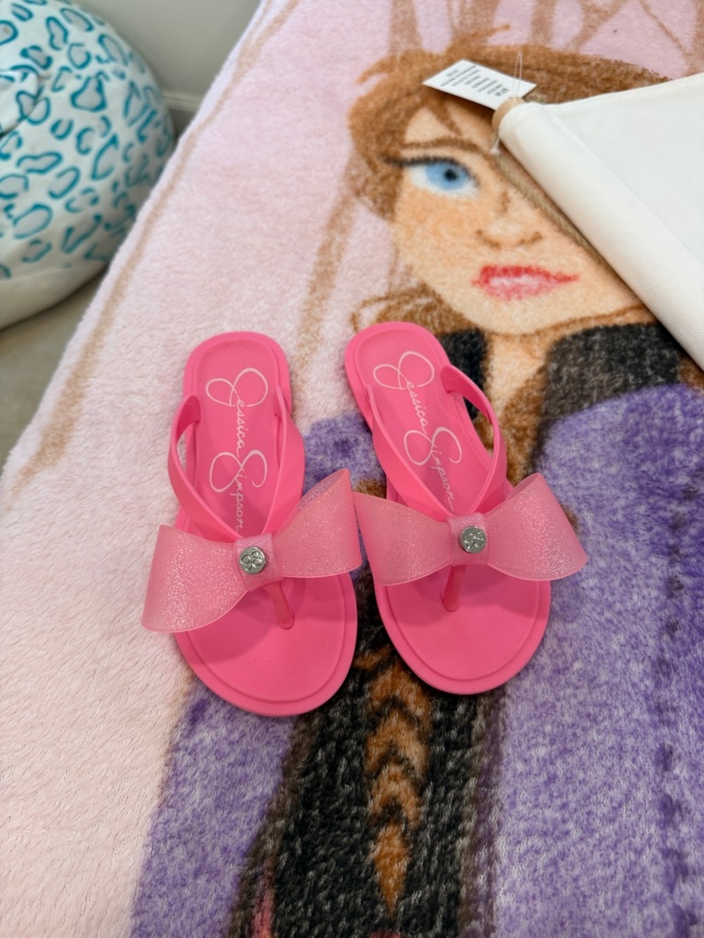 Jessica Simpson Kids Hot Pink Jelly Bow Flip Flops